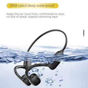 Bone conduction wireless headphones, 32G storage MP3 mode, IPX8 waterproof, magnetic charging port, connect two devices at the same time, swimming and fitness jogging sports headphones, smart voice wake-up call for cell phones, low latency mode for games